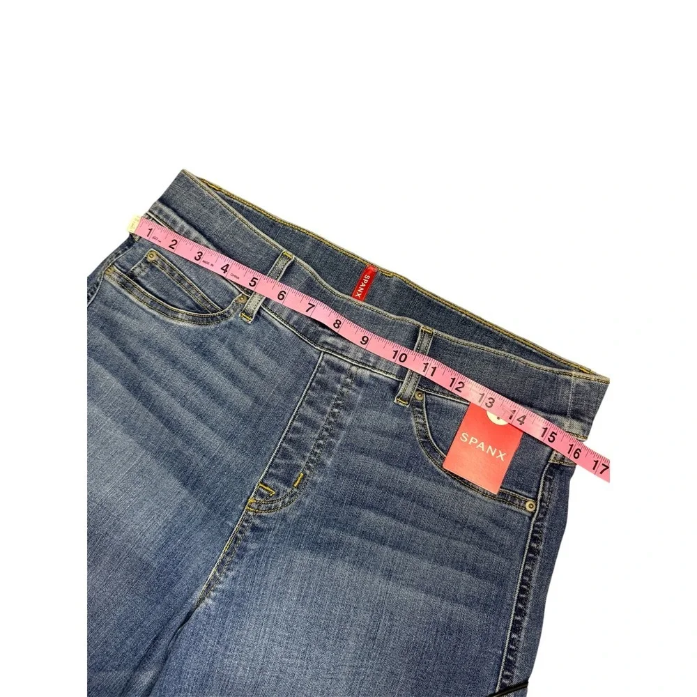 Spanx Wide Leg Cropped Pull On Denim Jeans Women's Medium Wash - Picture 4 of 5